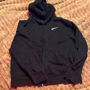 Nike Black Zip-Up Hoodie with White Swoosh